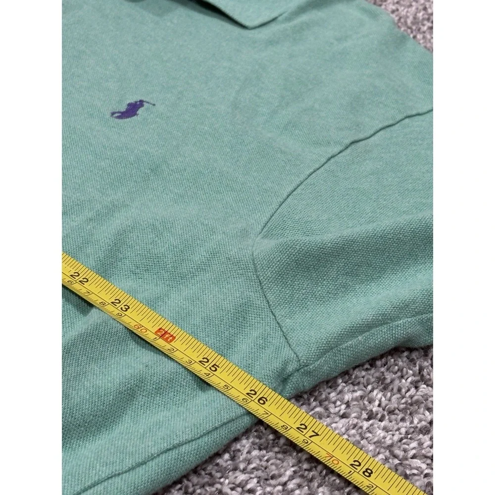 Polo Ralph Lauren Mens 2XLT Tall Green Pique Short Sleeve Polo Shirt Purple Pony